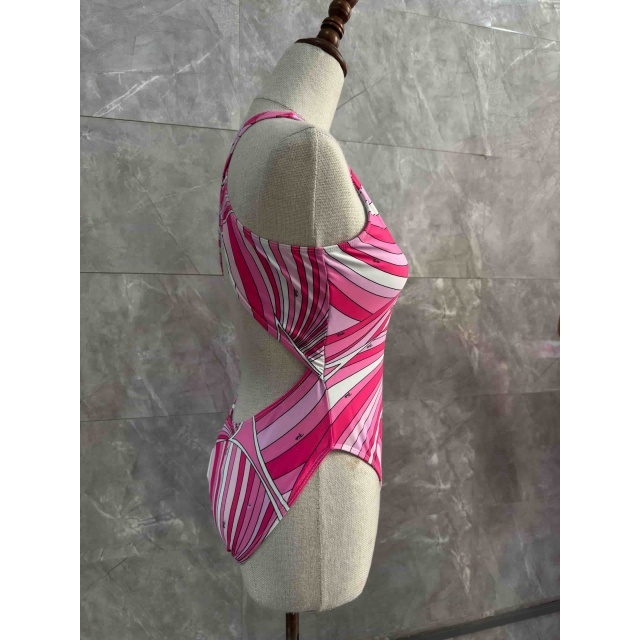 Pink Printed One Piece Swimsuit Scarf Set
