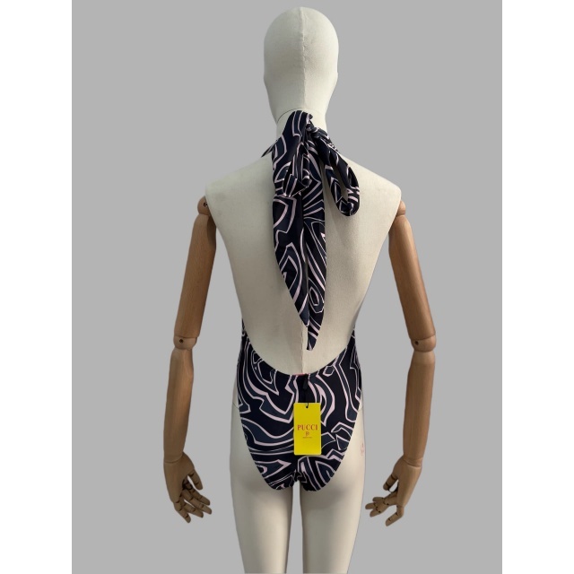 Plunging V Neck Halter Swimsuit Scarf Set