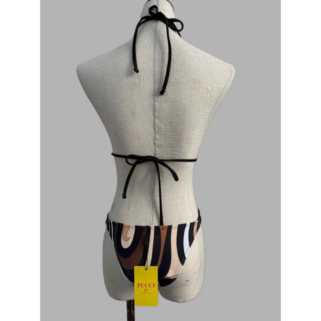 Printed Laced-up Bikinis Set with Scarf