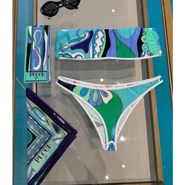 Printed Tube Top Swimwear Set with Scarf