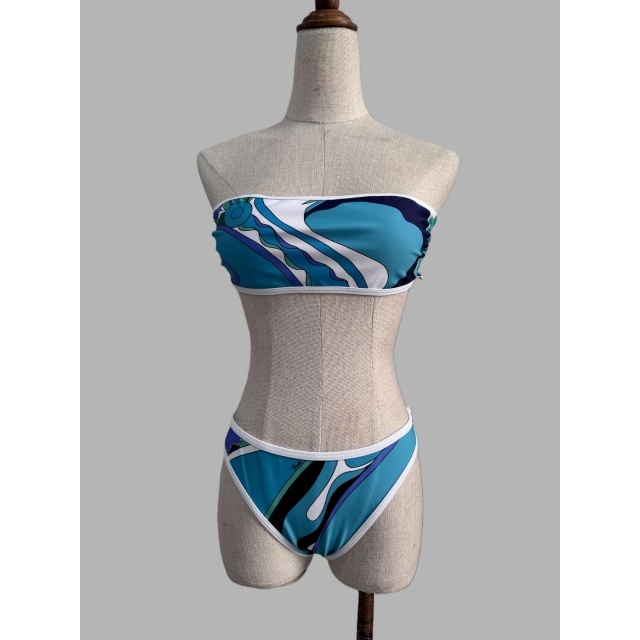 Printed Tube Top Swimwear Set with Scarf