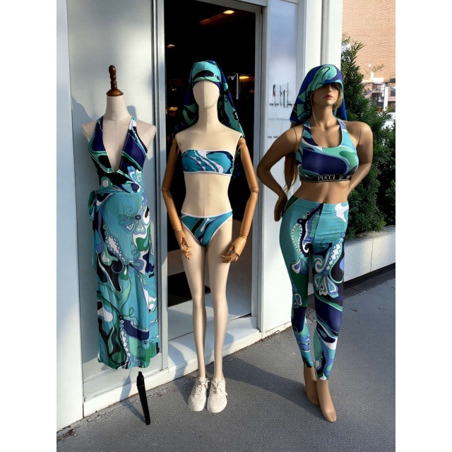 Printed Tube Top Swimwear Set with Scarf