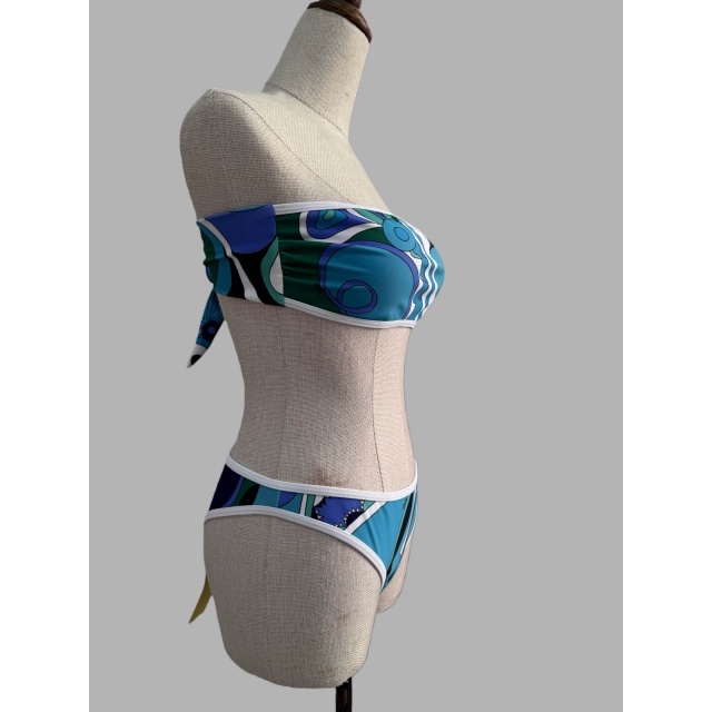 Printed Tube Top Swimwear Set with Scarf