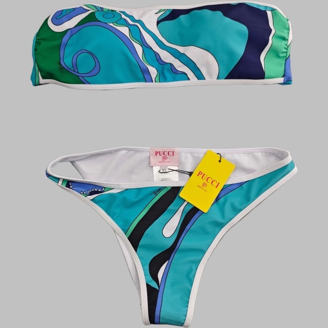 Printed Tube Top Swimwear Set with Scarf