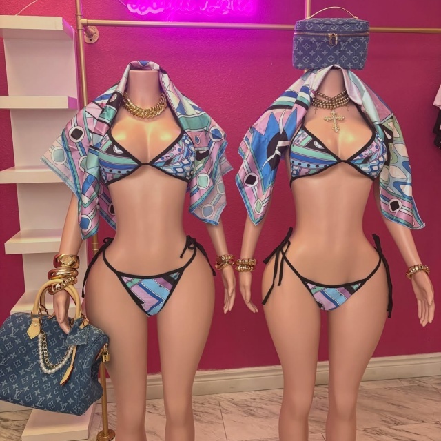 Geometric Printed Swimwear Bikinis Set