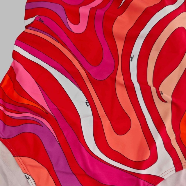 Red Printed Fashion Single Shoulder Swimsuit Scarf Set