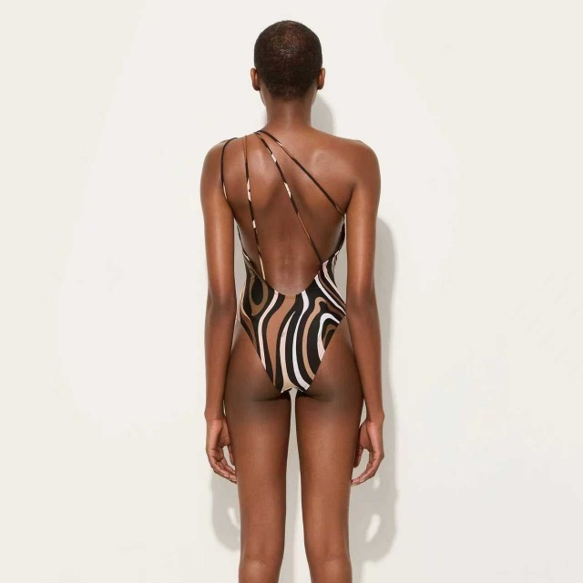 Single Shoulder One Piece Swimwear Scarf Set