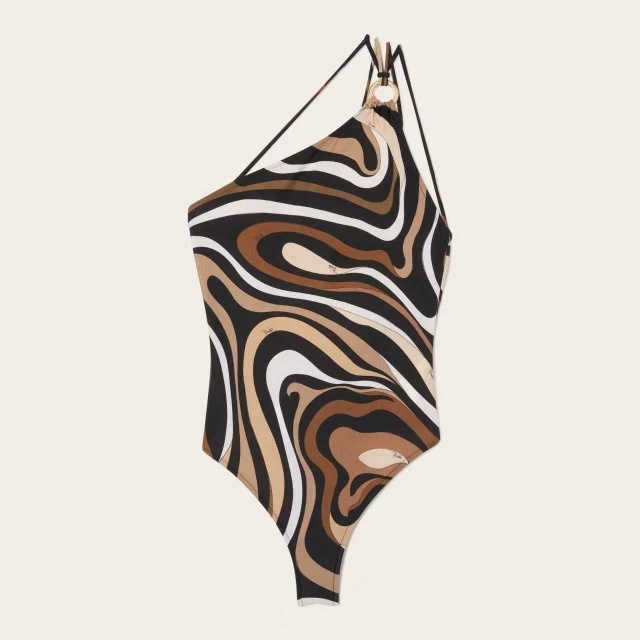 Single Shoulder One Piece Swimwear Scarf Set