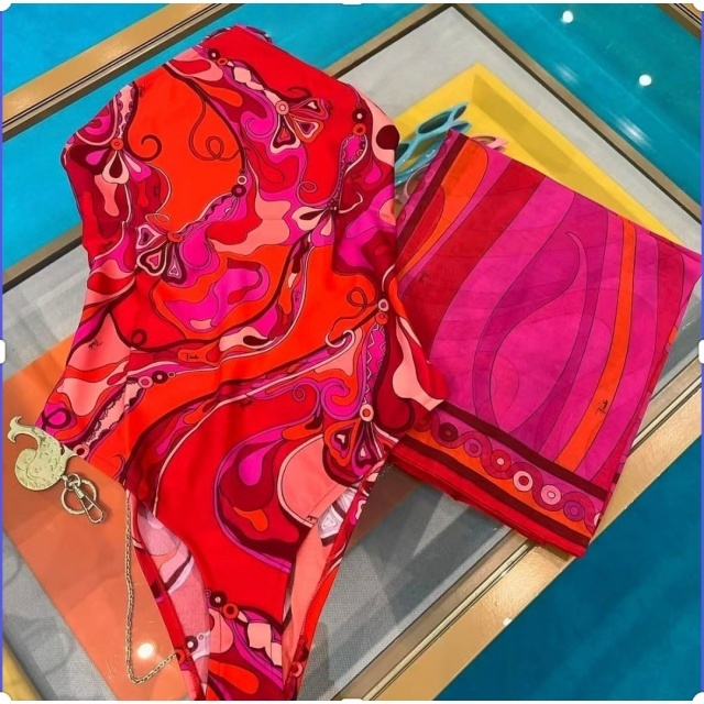 Halter Neck Printed One Piece Swimsuit Scarf Set