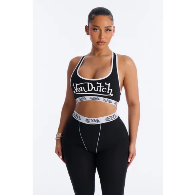 Letters Printed Cropped Top Fitted Pant Set