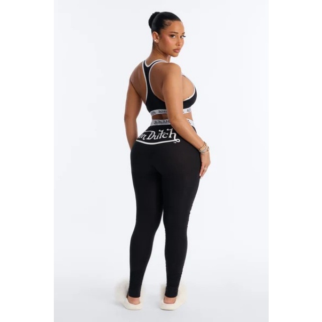 Letters Printed Cropped Top Fitted Pant Set