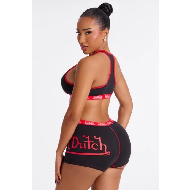 Letters Printed Tank Top Slim Fitted Short Set