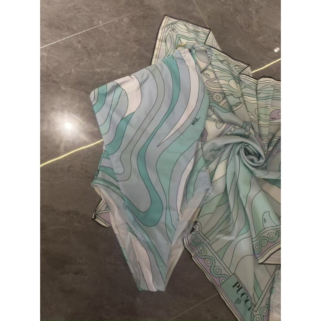 Printed Fashion One Piece Swimsuit Scarf Set