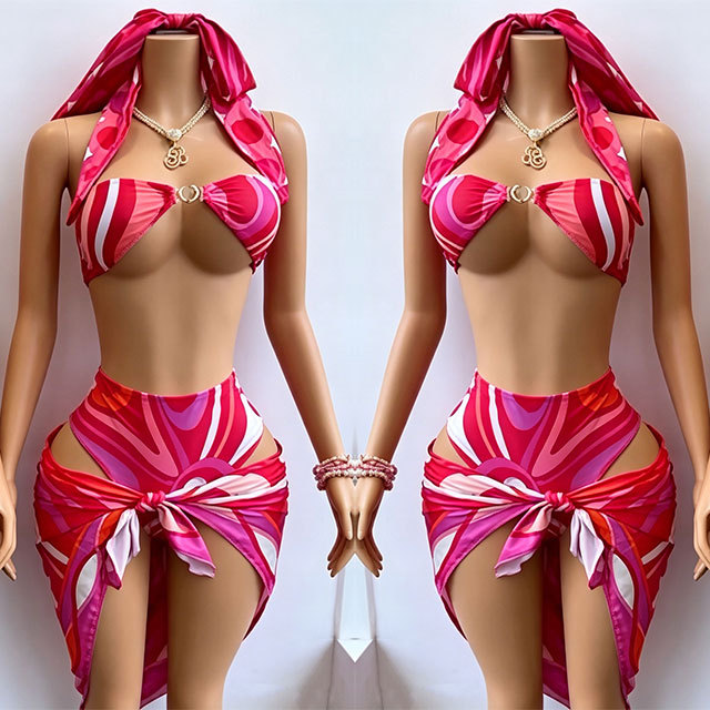 Tube Top High Waist Swimwear Bikinis Set