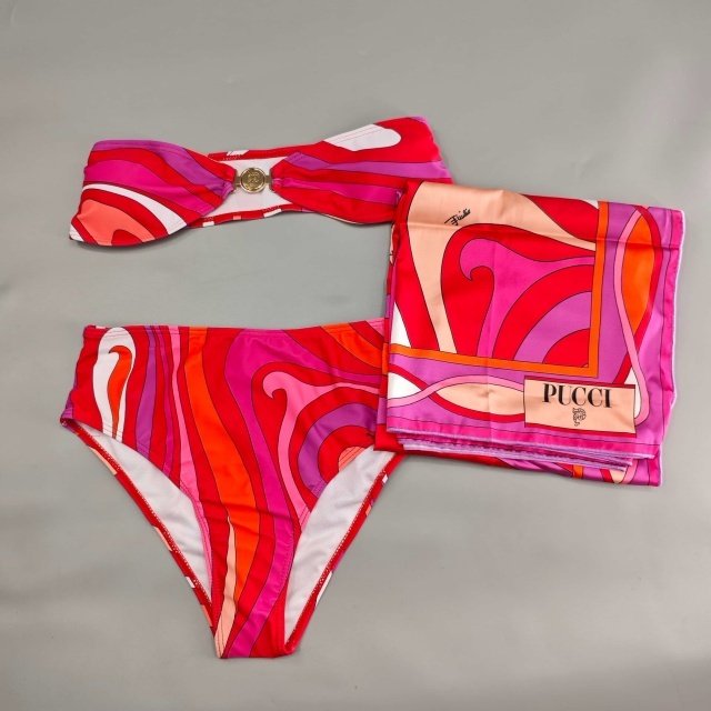 Tube Top High Waist Swimwear Bikinis Set