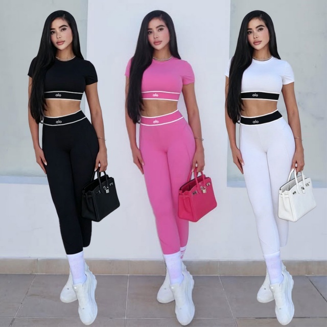 Short Sleeve High Waist Yoga Tracksuit Set