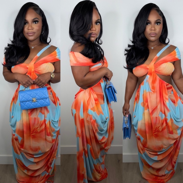 Off Shoulder Hollow Out Vacation Maxi Dress