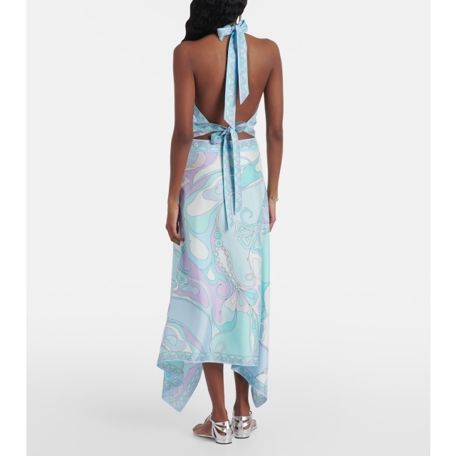 Cold Shoulder Halter Backless Top Irregular skirt Set