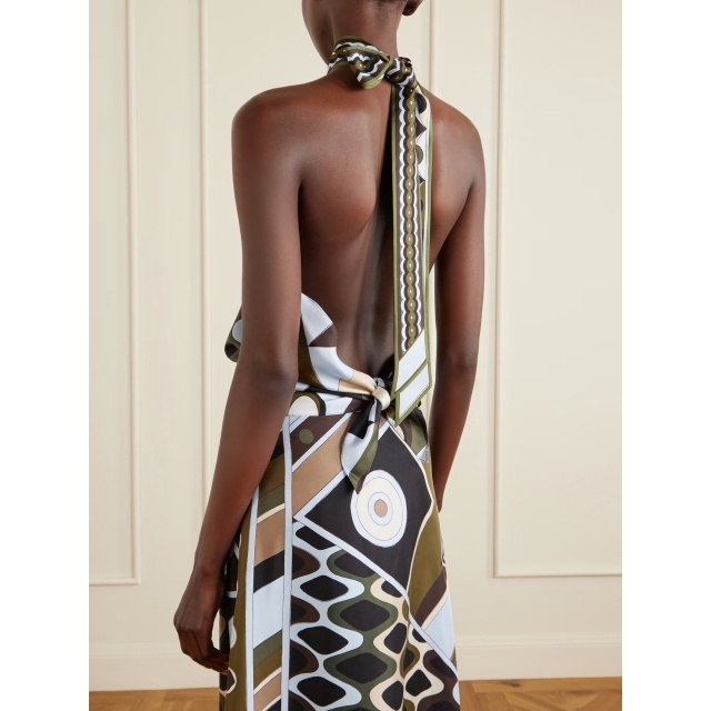 Vacation Style Printed Halter Top Irregular skirt Set
