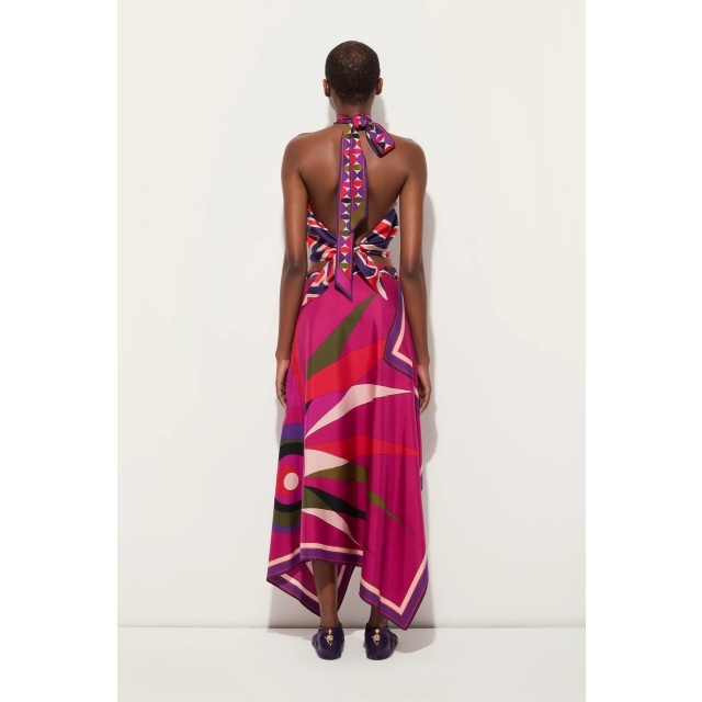 Vacation Style Printed Halter Top Irregular skirt Set