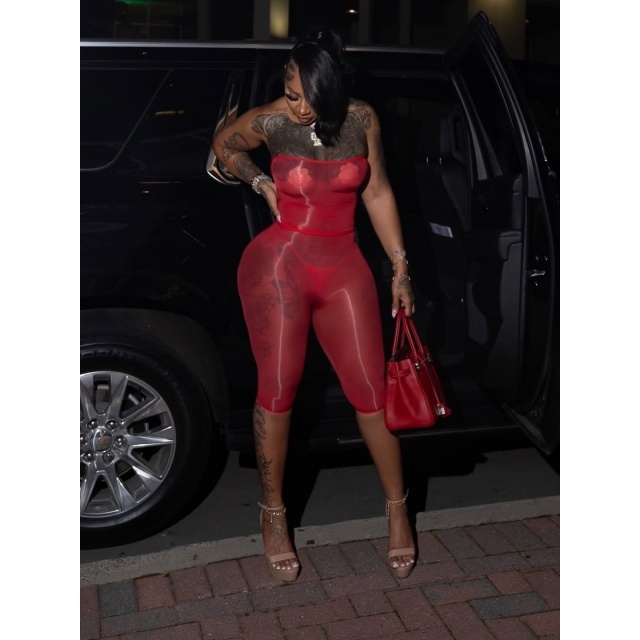 Strapless Tube Top Lingerie Midi Pant Set