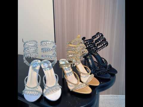Luxury Fashion Snake Ring Crystal High-Heeled Sandals