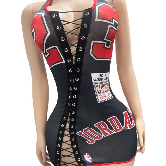Halter Neck Hollow Out Laced Up Bodycon Dress