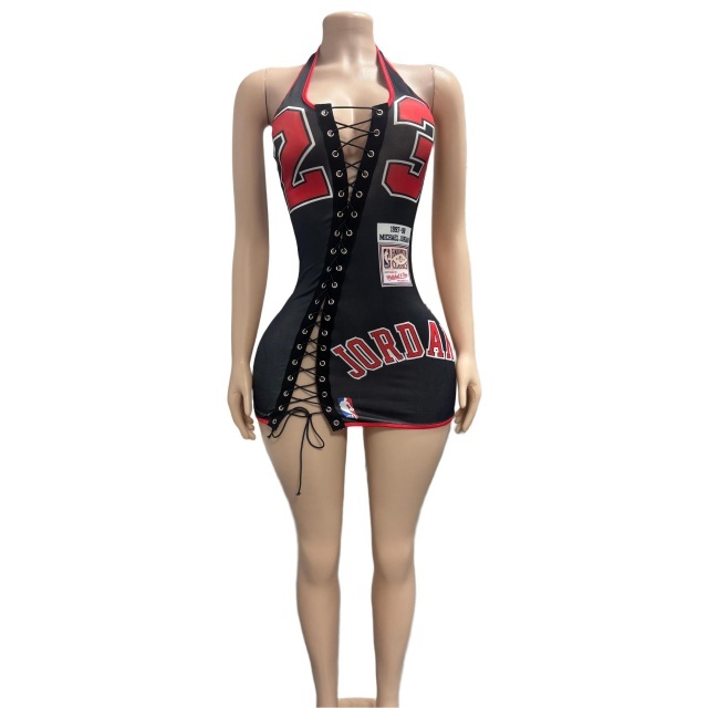 Halter Neck Hollow Out Laced Up Bodycon Dress