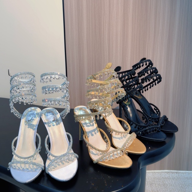 Luxury Fashion Snake Ring Crystal High-Heeled Sandals