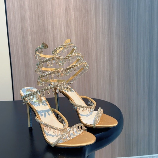 Luxury Fashion Snake Ring Crystal High-Heeled Sandals