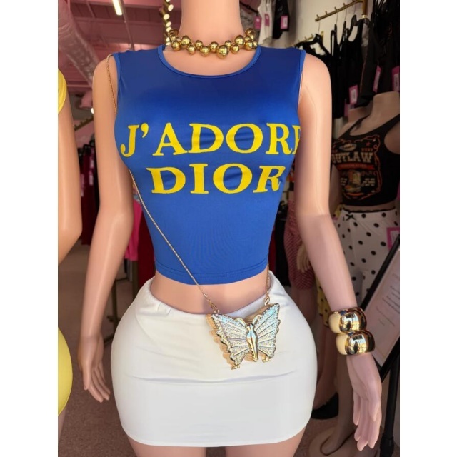 Printed Tank Top Mini Skirt Set