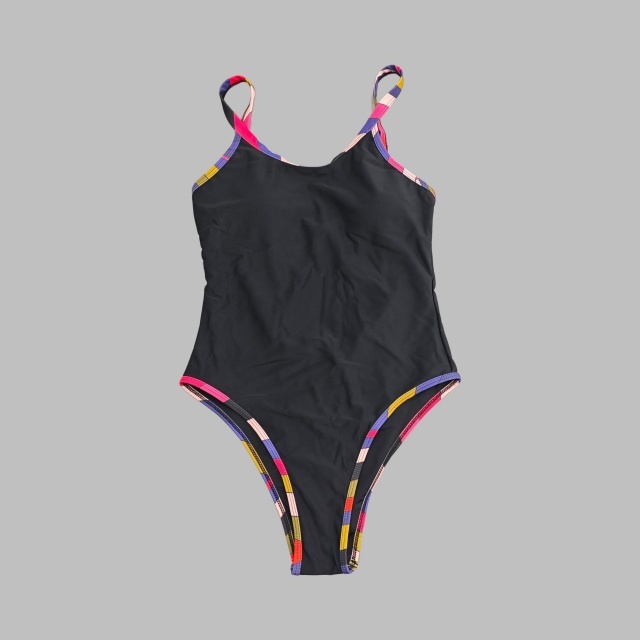 Contrast Color Printed One Piece Swimsuit