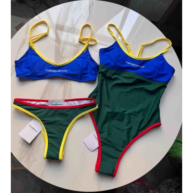 Contrast Color Swimwear Bikinis Set