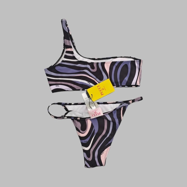 One Shoulder Printed Tankinis Bikinis Set with Scarf