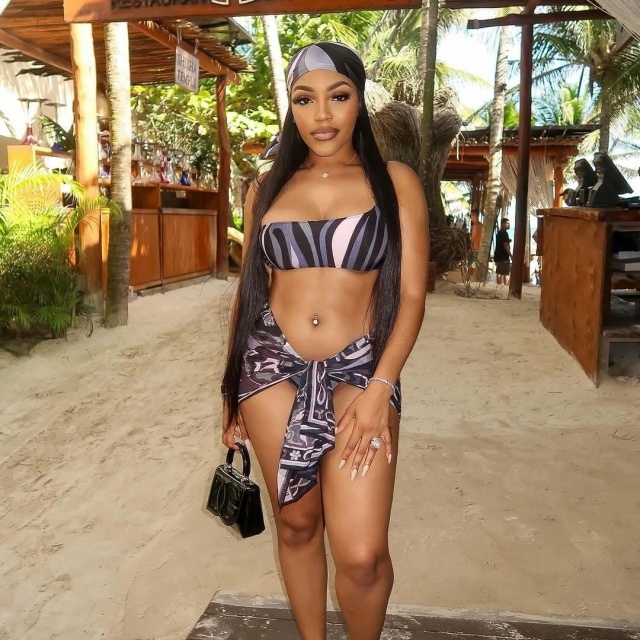 One Shoulder Printed Tankinis Bikinis Set with Scarf