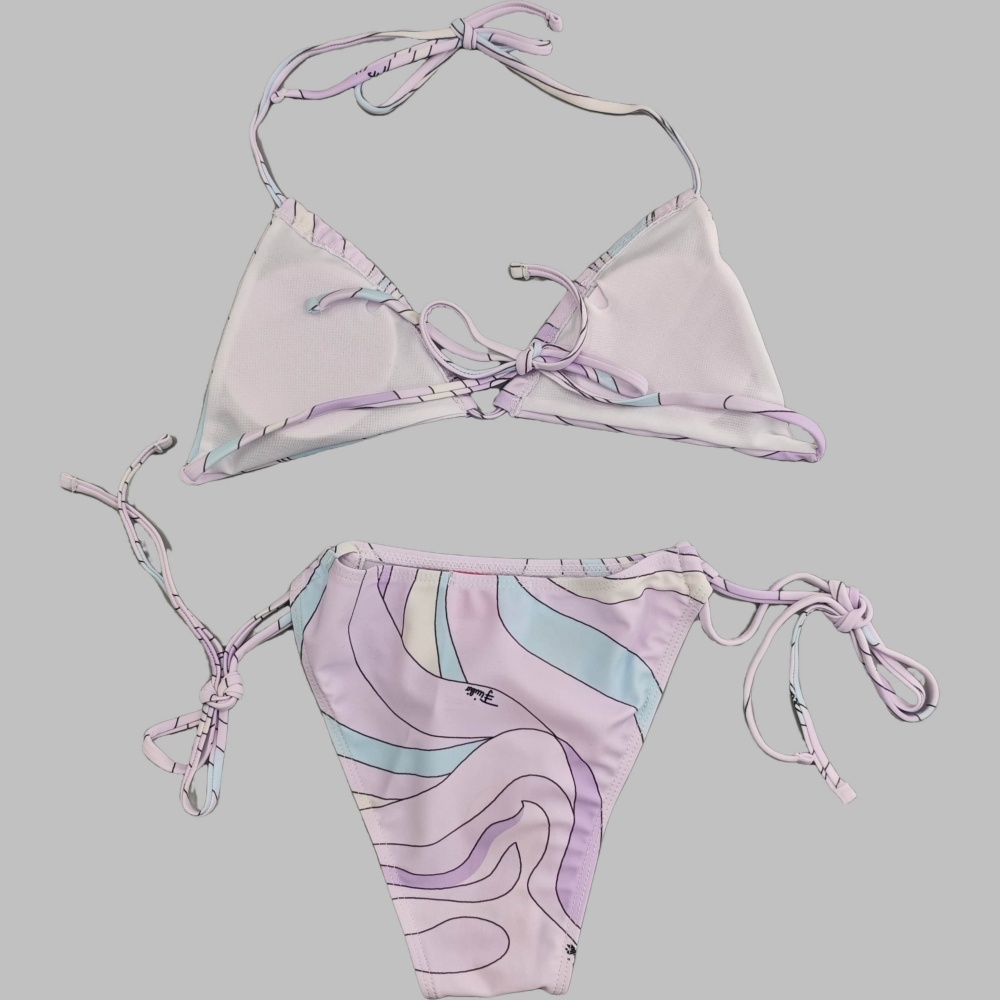 Pink Fashion Printed Bikinis Swimsuit Set with Scarf