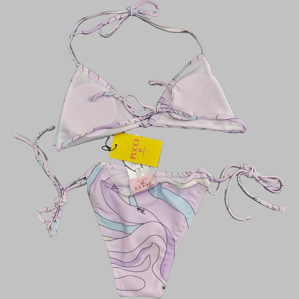 Pink Fashion Printed Bikinis Swimsuit Set with Scarf