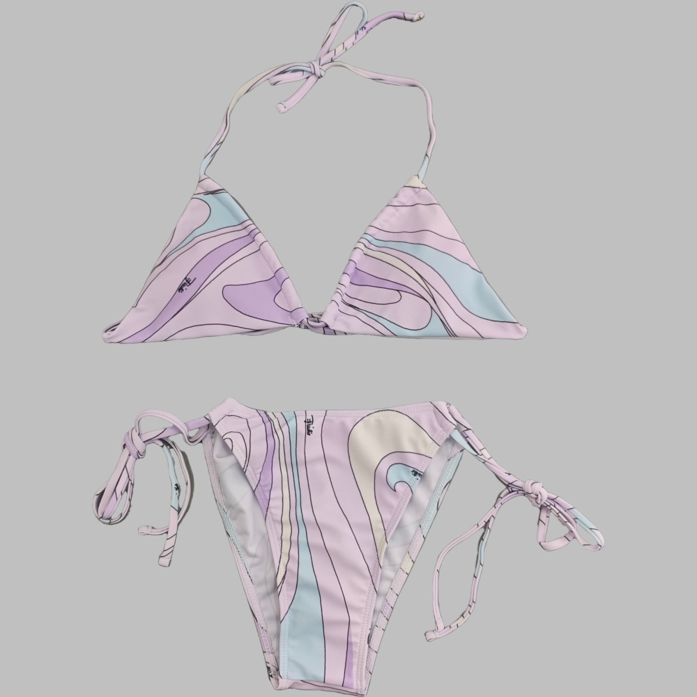 Pink Fashion Printed Bikinis Swimsuit Set with Scarf
