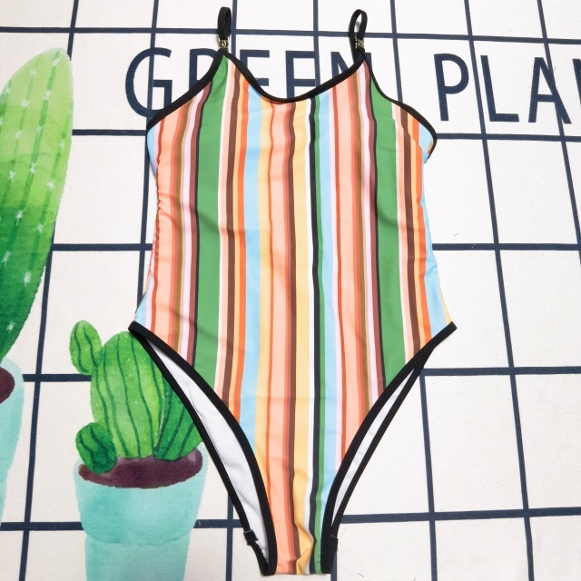 Fashion Striped Backless Sexy One Piece