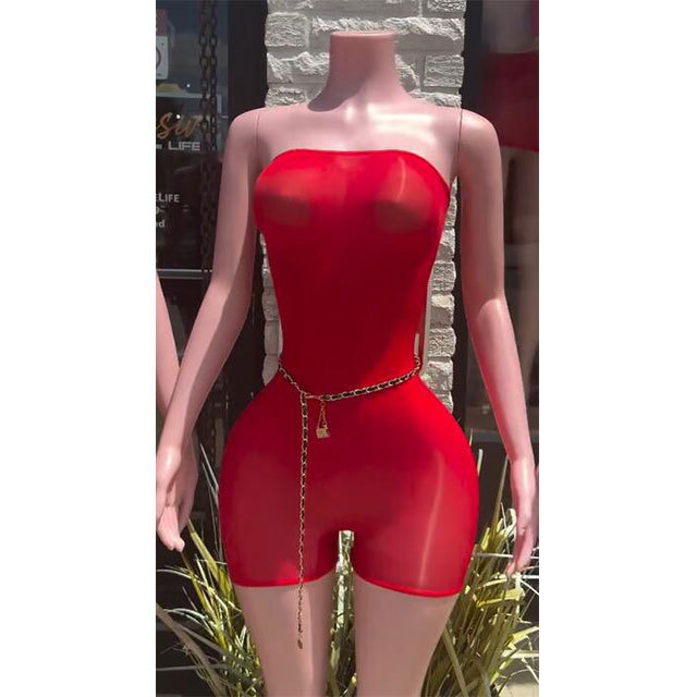 Off Shoulder Strapless See Through Lingerie Romper
