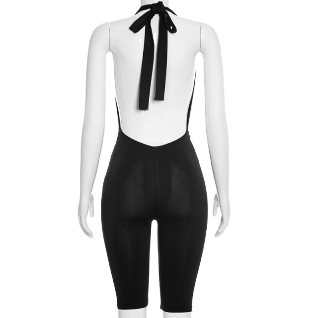 Halter V Neck Backless Slim Fit Romper