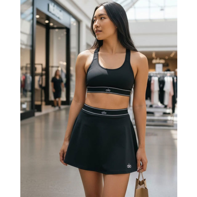 Fashion Embroidery Tank Top Sport Skirt Set
