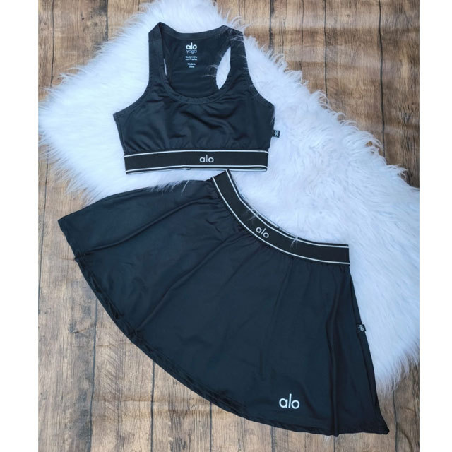 Fashion Embroidery Tank Top Sport Skirt Set