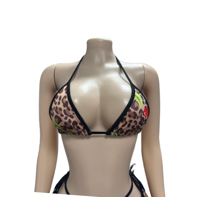 Leopard Printed Bra Top Hollow Out Pant Set