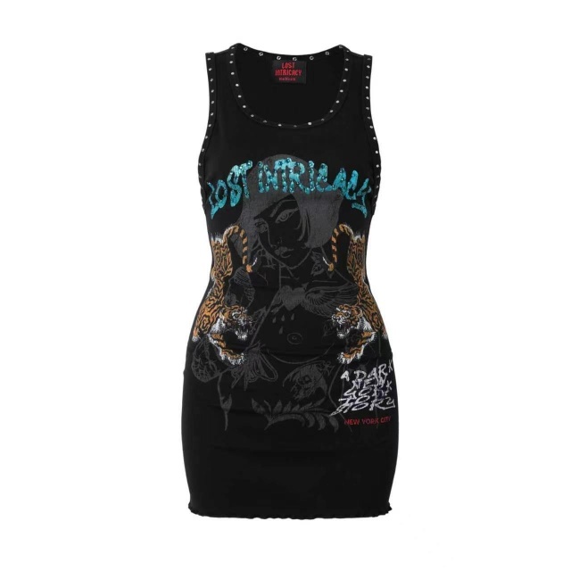 U Neckline Printed Tank Mini Dress
