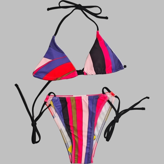 Colorful Printed Bikinis Swimsuit Set with Scarf