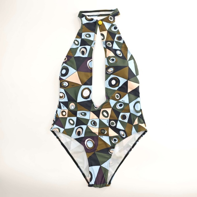 Deep V Halter One Piece Swimsuit with Scarf
