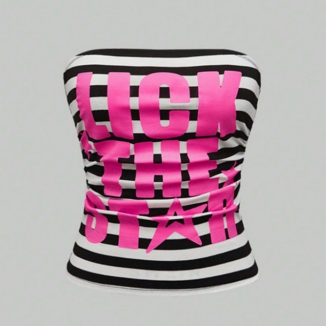 Letters Printed Off Shoulder Tube Top