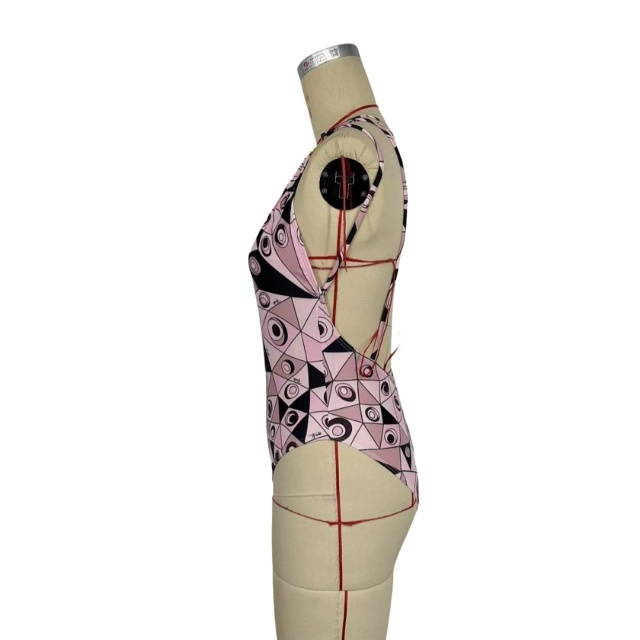 Single Shoulder Printed One Piece Swimsuit with Scarf
