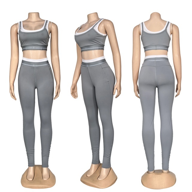 Fashion Embroidery High Waist Yoga Tracksuit Set